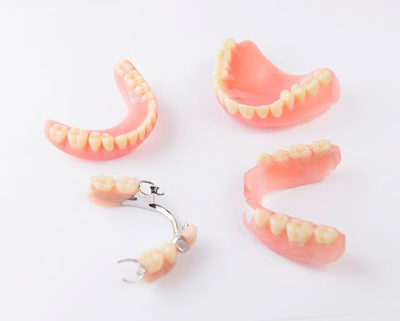 an assortment of different types of dentures