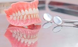 a closeup of implant dentures in Leesburg